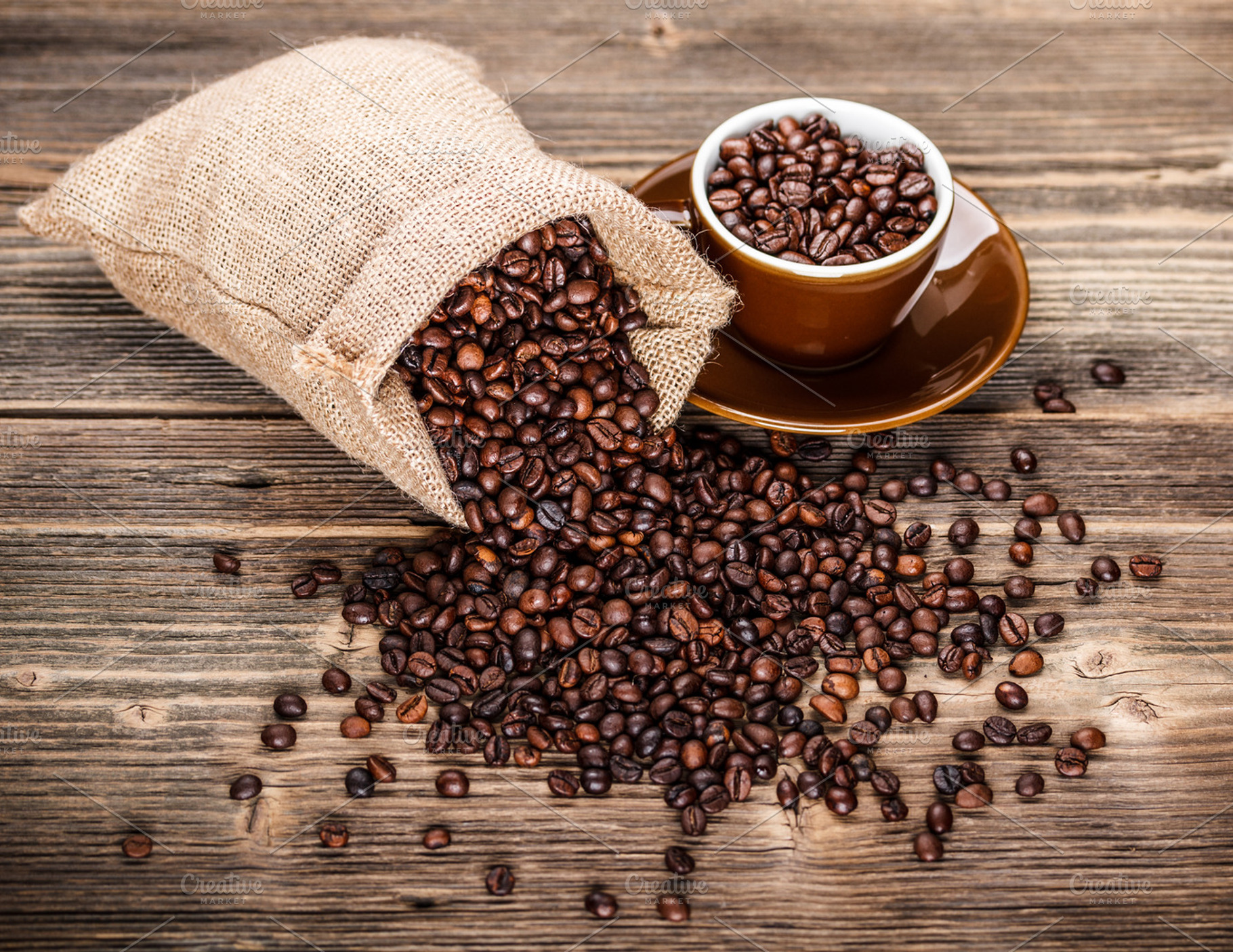 Coffee containing bean, roasted, and grain