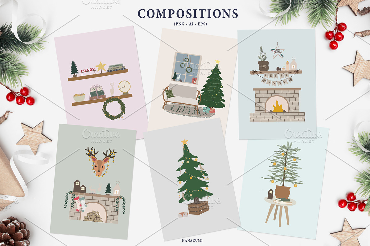 Christmas Winter Decoration, a Decorative Illustration by Hanazumi (Photo 8 of 14)