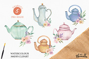 Watercolor Teapot Flower Floral, an Object Illustration by Bloomella (Thumbnail 3 of 8)