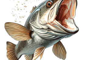 Striking Striped Bass Open Mouth Und, an Animal Photo by Pixeness Studio