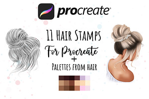 11 Hair Stamps For Procreate Bonus