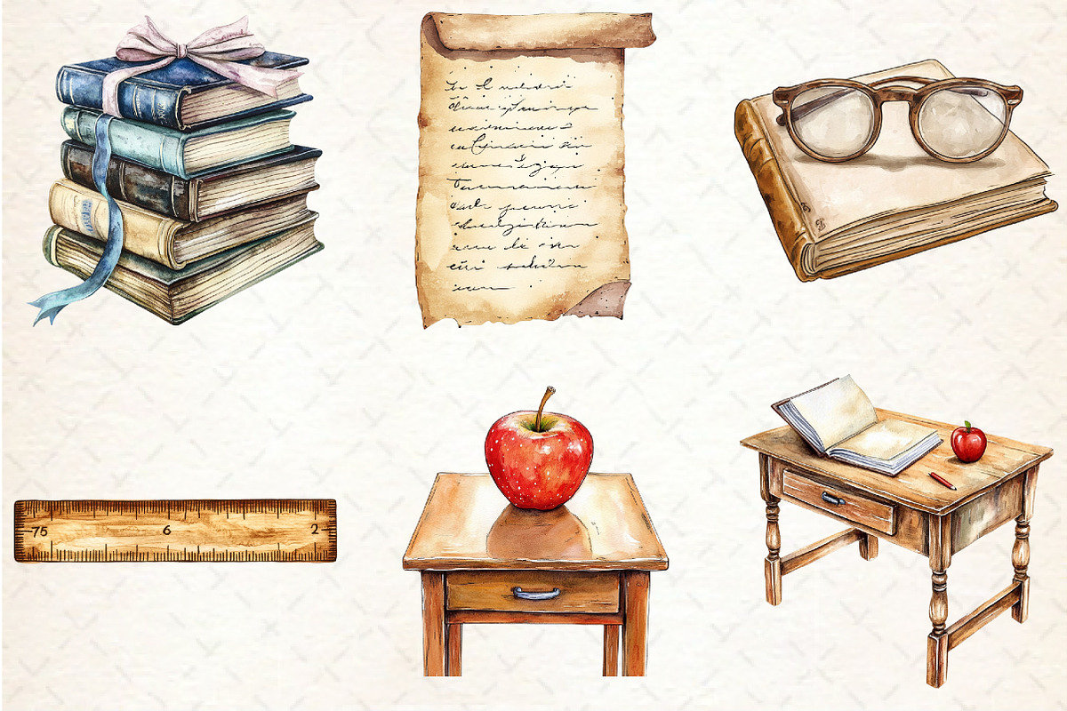 Vintage Back to School Clipart, an Illustration by Rose Art (Photo 2 of 4)