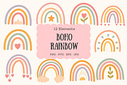 Boho Rainbow Clipart, an Object Illustration by Bielousova Art (Thumbnail 1 of 8)