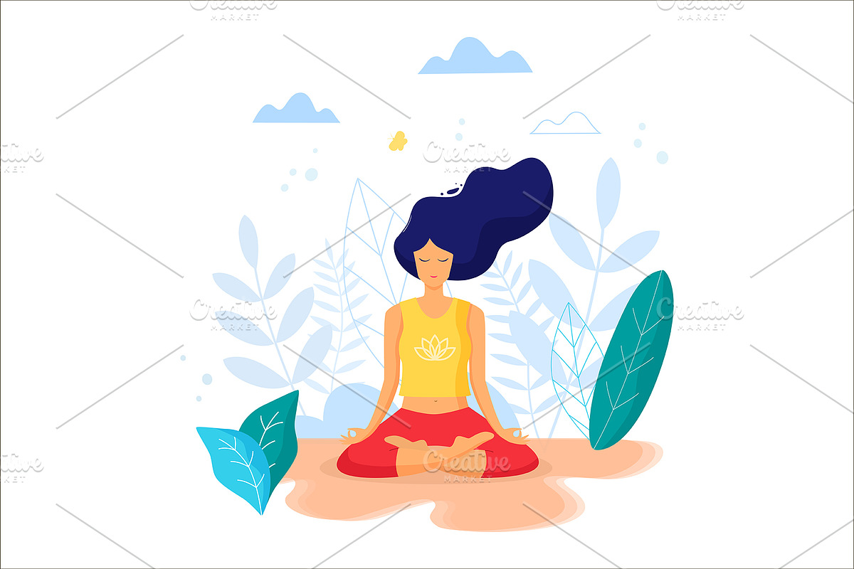 Meditating girl, a Healthcare Illustration by SvetaDraws (Photo 2 of 2)