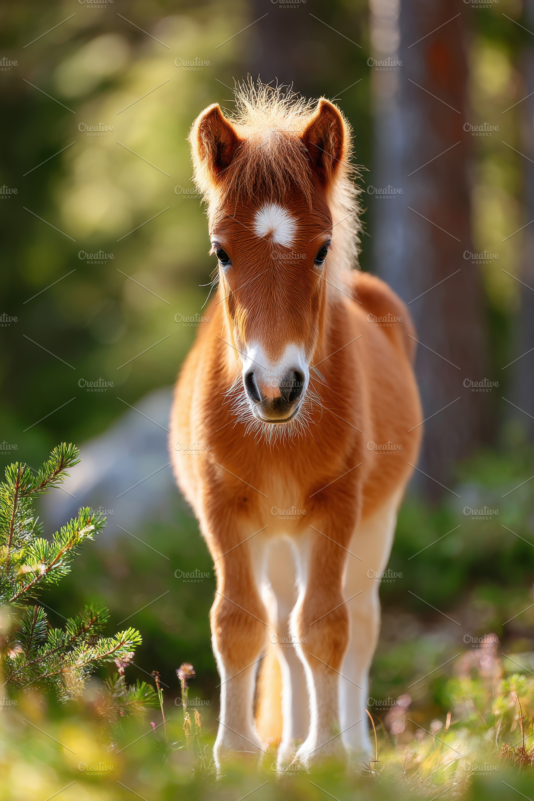 Brown horse in a lush green forest, an Animal Photo by AlyaAnd