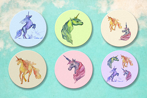 Cute Unicorn Horse PNG Watercolor