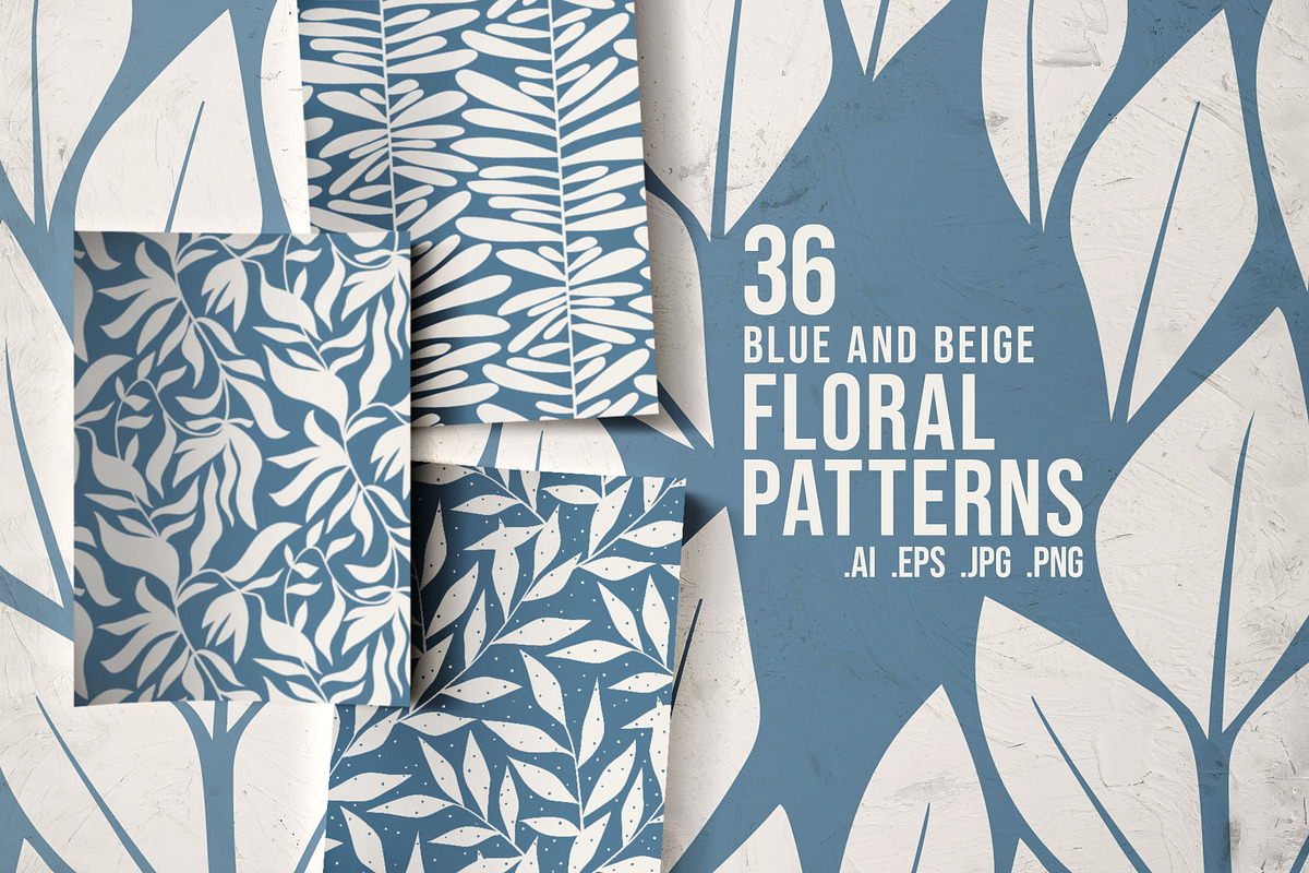 Blue and beige floral patterns, a Pattern Graphic by pineart (Photo 1 of 7)