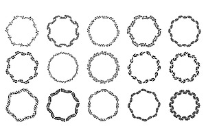Several black leaf wreaths form