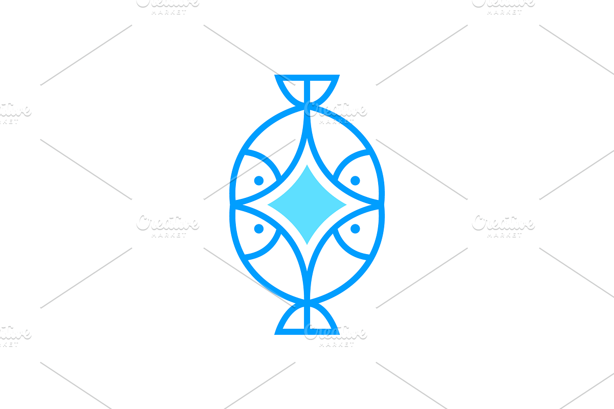 ocean fish group line colorful logo, a Branding & Logo Template by devastd
