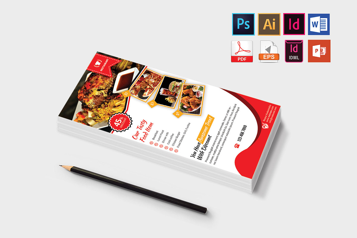 Rack Card | Restaurant DL Flyer V-03, a Flyer Template by Imagine ...