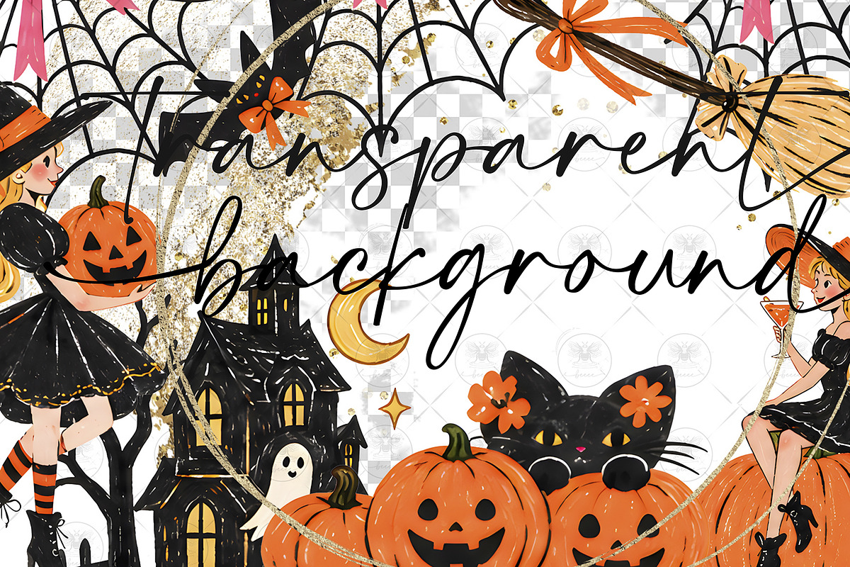 Halloween Witch Clipart, a Decorative Illustration by BigCakeBee (Photo 2 of 3)
