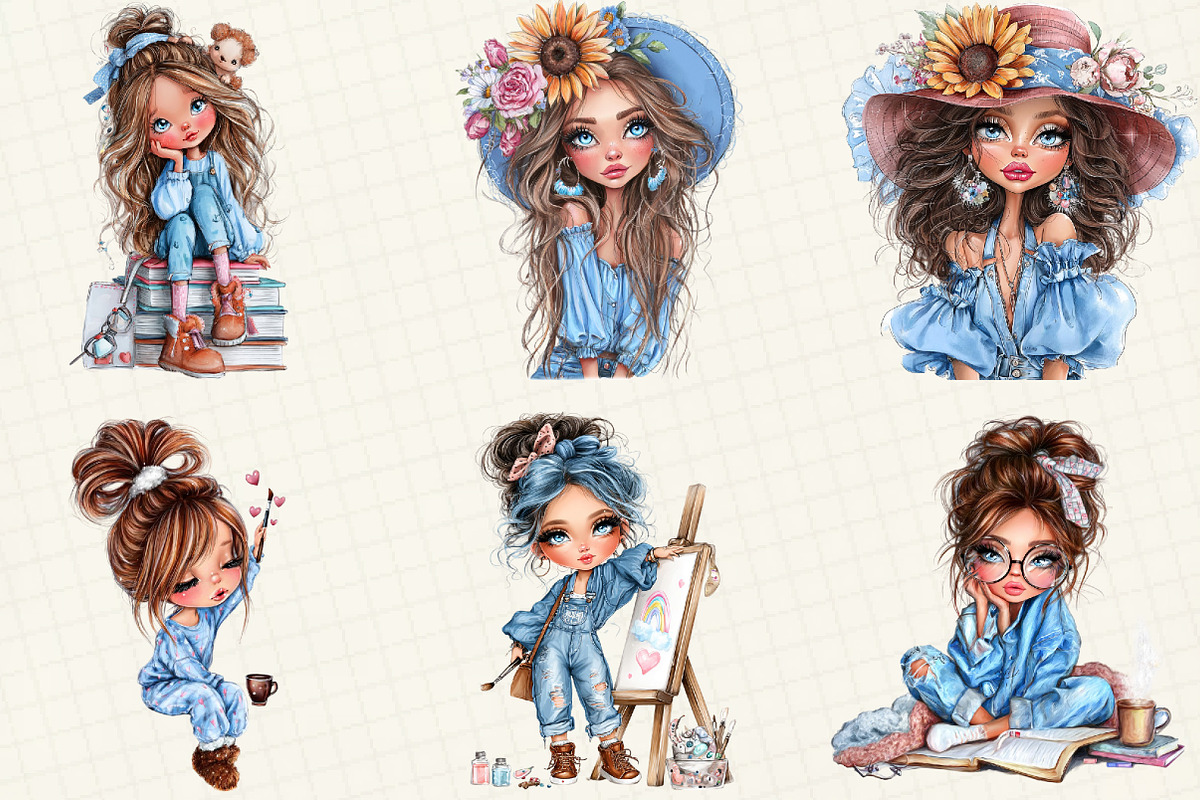 Quirky Cute Little Girl Clipart, an Illustration by DreamCafeArt (Photo 5 of 6)
