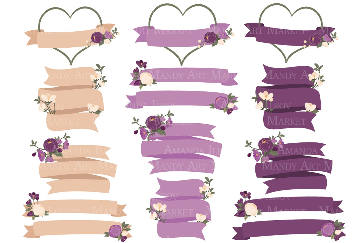 Plum Flower Heart Clipart & Vectors, an Illustration by Amanda Ilkov (Photo 4 of 5)