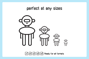 Cute Robot Avatars Vector Bundle, an Outline Icon by Designfour (Thumbnail 2 of 6)