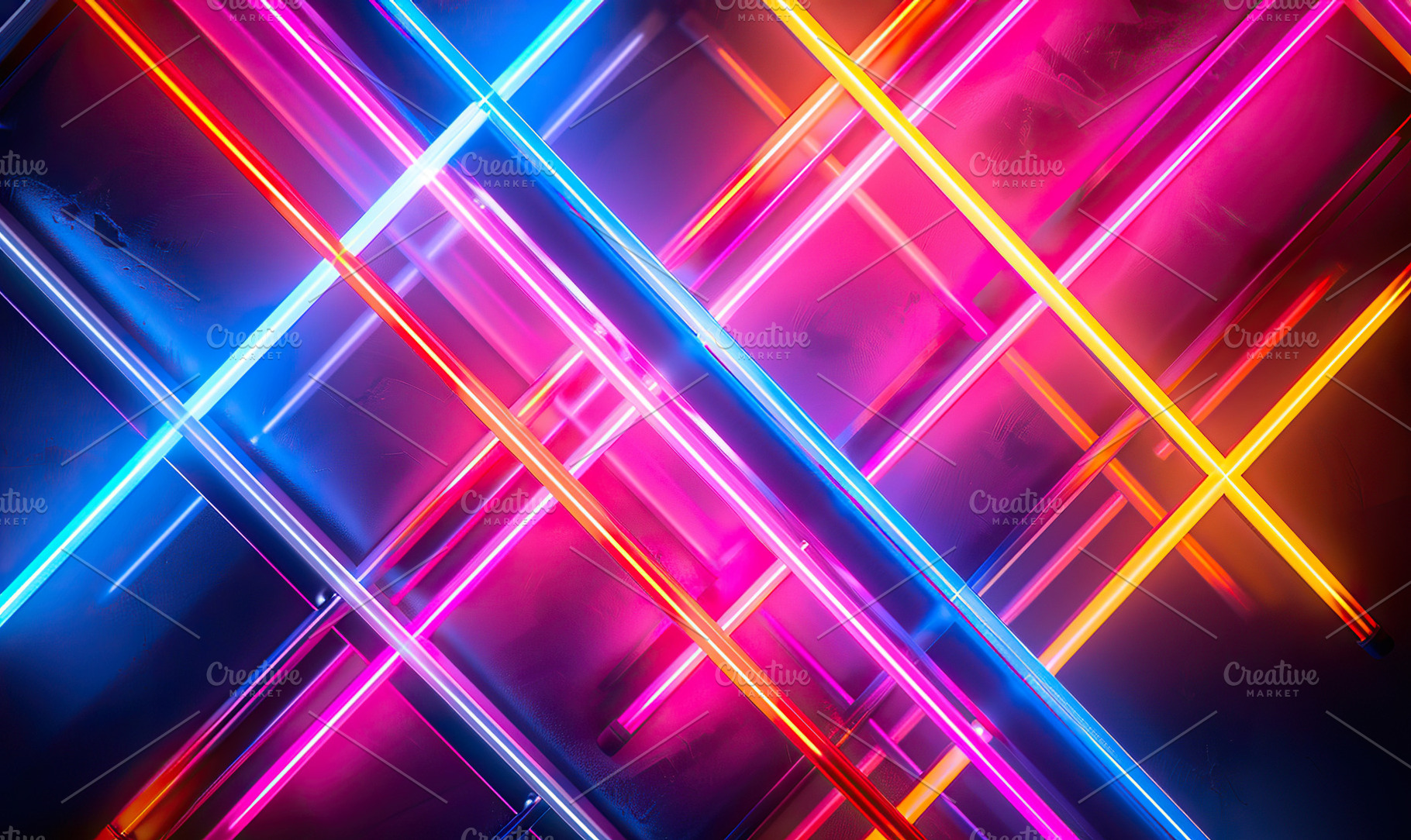 Colorful neon zigzag lines on a text, an Abstract Photo by LOGOCREATIVE