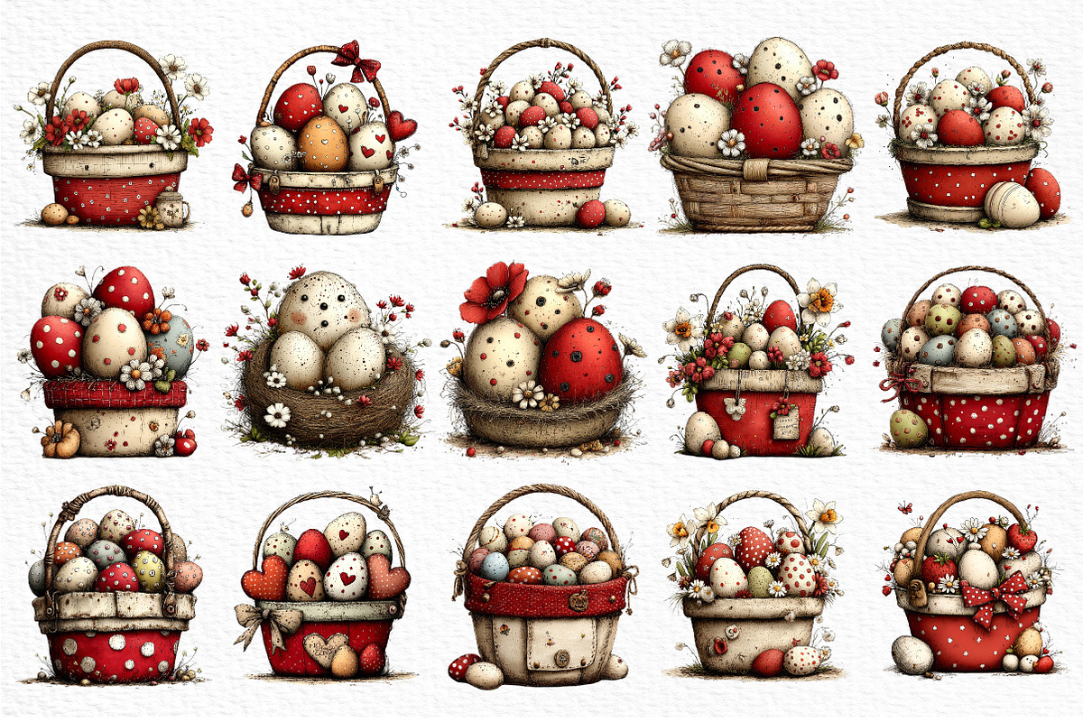 Whimsical Easter Basket Clipart, an Illustration by Craft Nest (Photo 5 of 11)