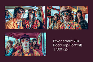 Psychedelic 70s Road Trip Portraits, a Person Illustration by StockVerse Creative