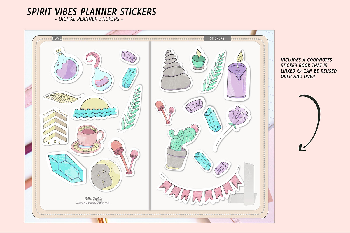 Spirit Vibes Digital Sticker PNGs, a Stationery Template by Bella+Sophia Creative (Photo 2 of 4)
