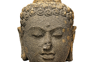 Stone Buddha head isolated, a Person Photo by BOOCYS
