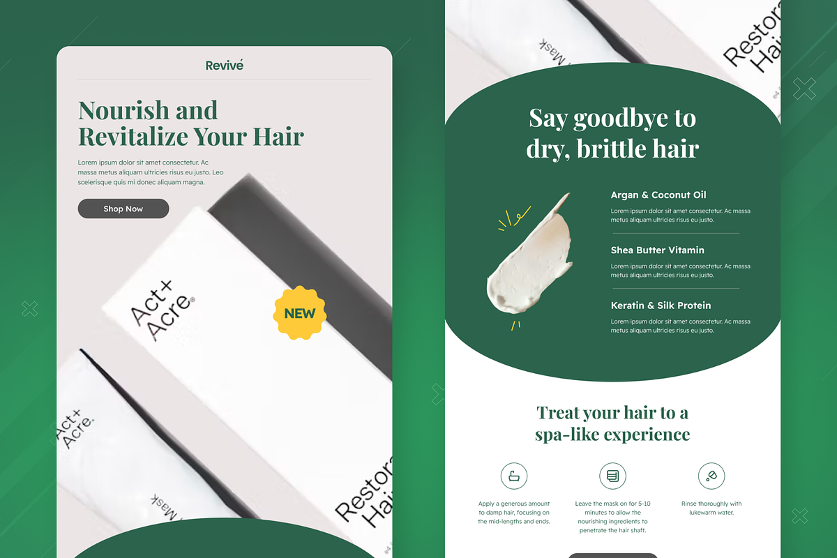 Revive - Hair Care Email Newsletter, an UI Kit Template by SquidPixey (Photo 3 of 6)