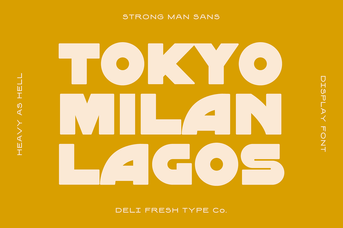 Strong Man Sans: Heavy Display Font, a Font by DeliFreshTypeCo. (Photo 3 of 7)