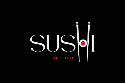 Sushi Logo With Sushi Roll Menu
