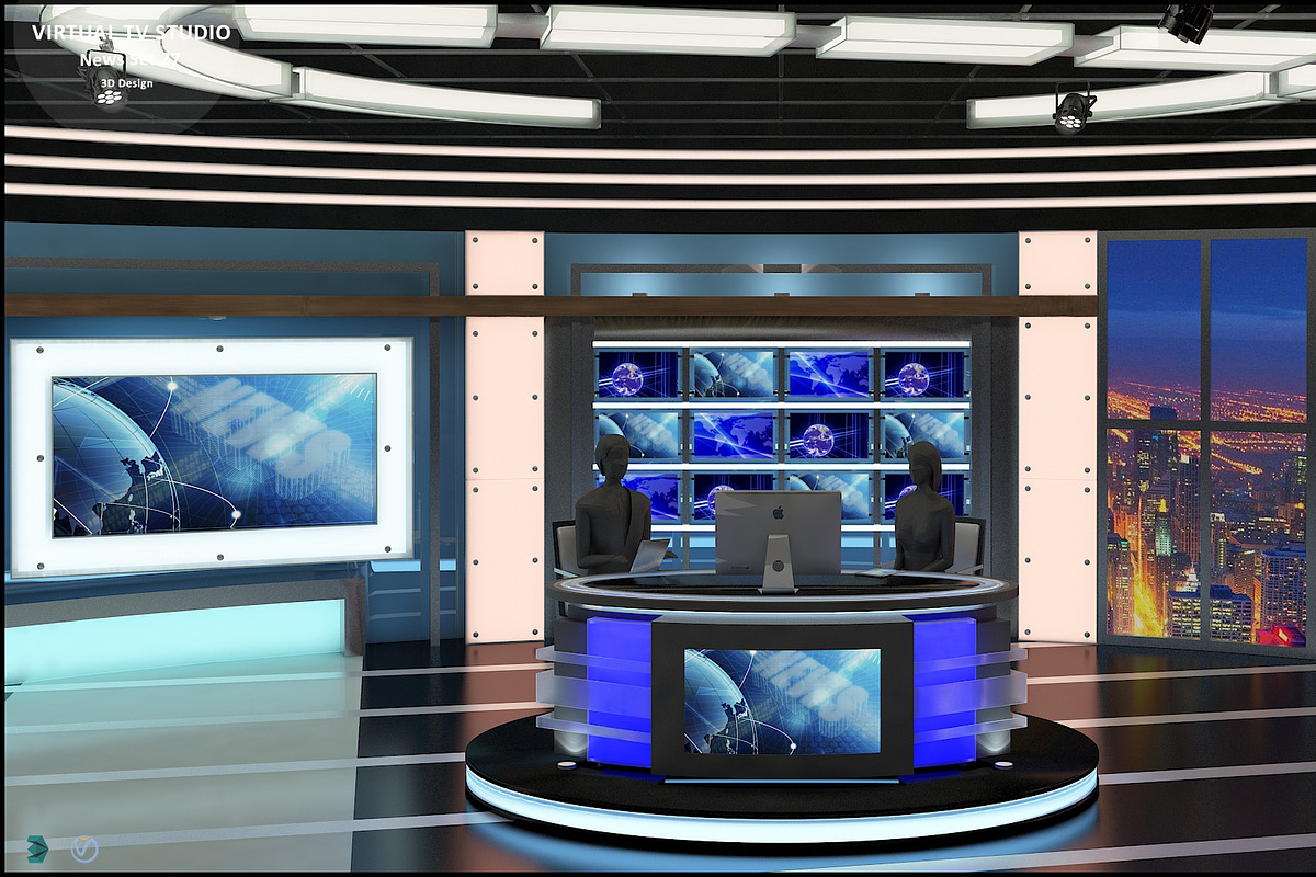 Virtual TV Studio News Set 27, an Architecture 3D Model by akerStudio (Photo 8 of 49)