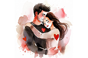 Hugging Couple Romance Clipart, a Seasonal Illustration by Creative design (Thumbnail 6 of 7)