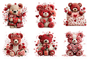 Flowers Valentine Teddy Bear Clipart, an Illustration by Dream Creation (Thumbnail 4 of 6)