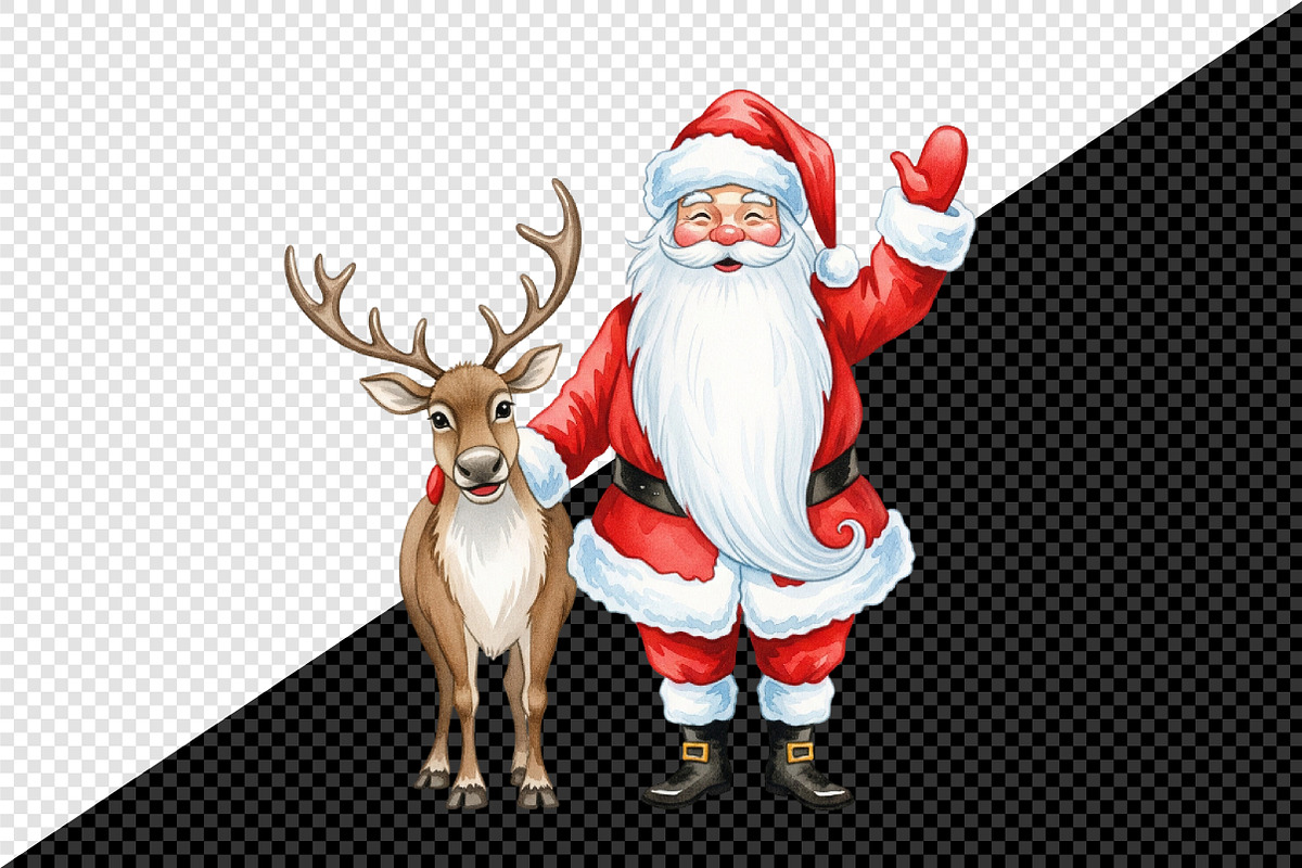 Watercolor Funny Skinny Santa Bundle, an Illustration by Creative Art (Photo 8 of 10)