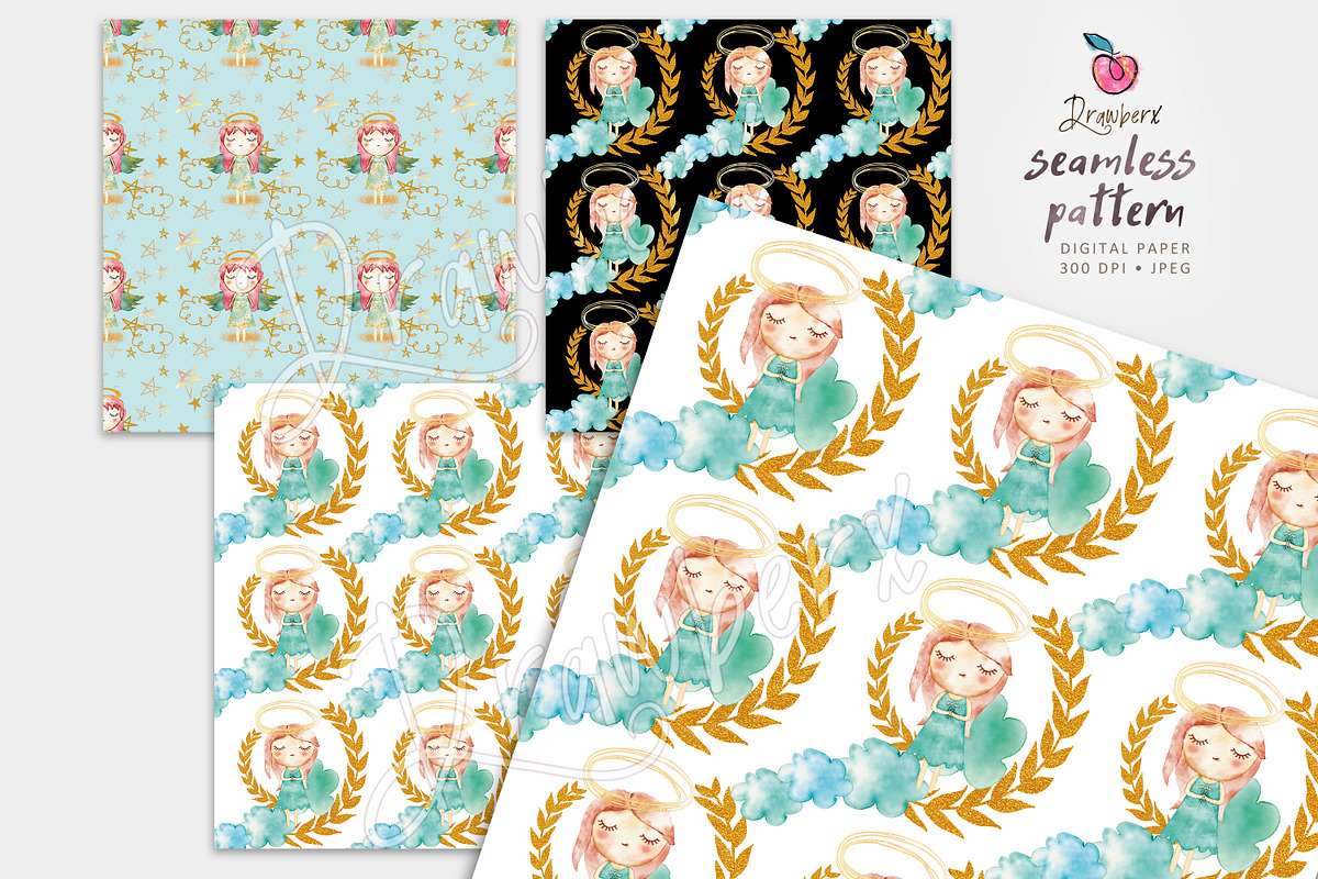 Little Angel Seamless Paper Pack 001, a Pattern Graphic by Drawberx (Photo 4 of 10)