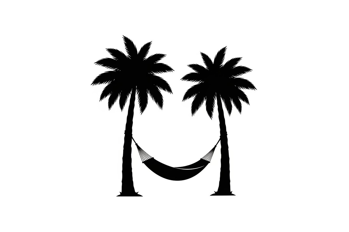 Palm Tree Hammock Silhouette Bundle, an Object Graphic by jahid234 (Photo 8 of 30)