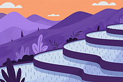 Terraced Landscape Illustration, an Illustration by Xinyan Studio (Thumbnail 2 of 4)