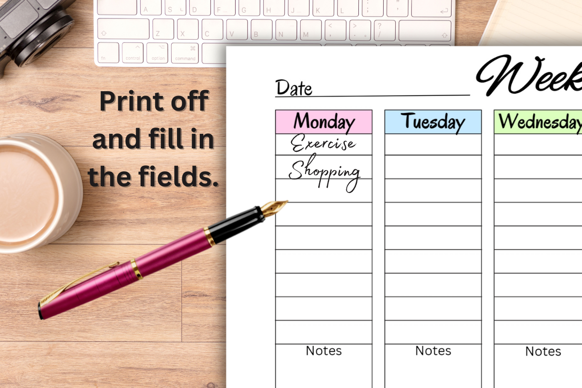 Weekly Digital Planner Printable PNG, a Stationery Template by Pixels N ...