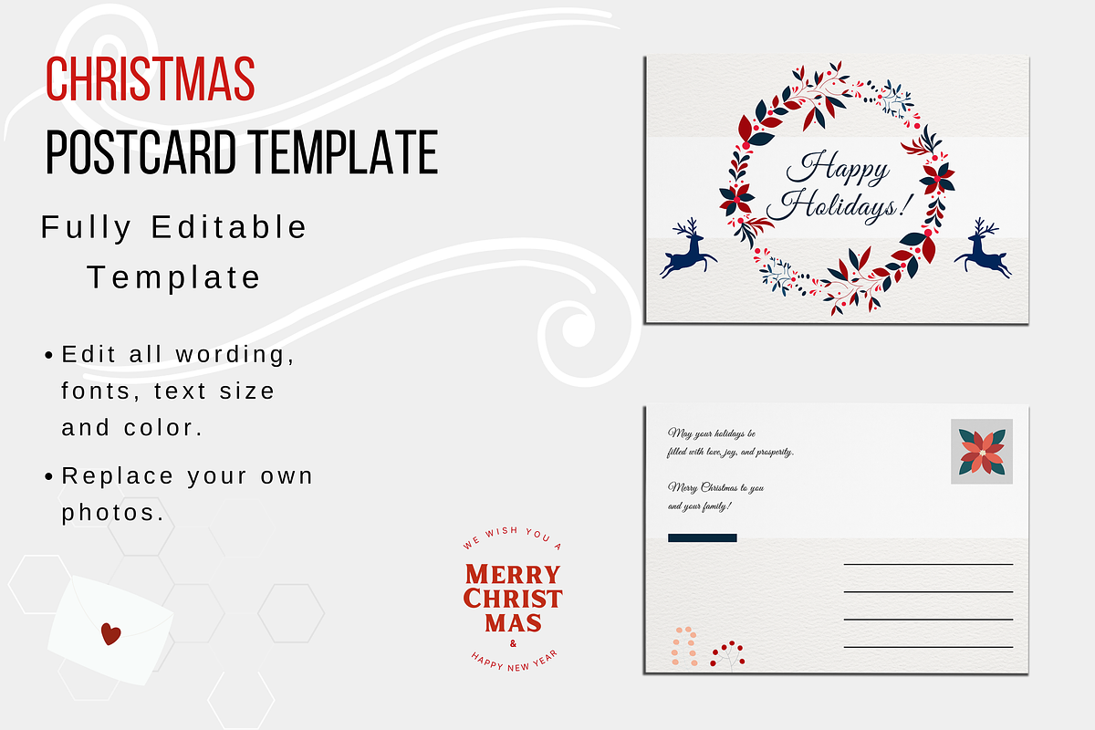 Christmas Deer Postcard, a Card Template by Kay Designs (Photo 3 of 4)