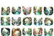 watercolor miniature landscape PNG, a Seasonal Illustration by Bubert Art (Thumbnail 8 of 10)