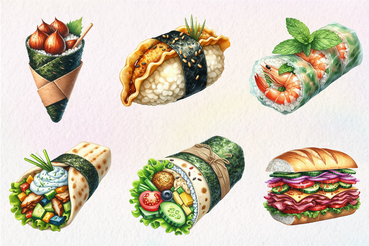 Watercolor Street Food Clipart, an Illustration by CreationArt (Photo 4 of 5)