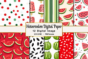 Watermelon Digital Paper, an Illustration by OK Design (Thumbnail 1 of 4)