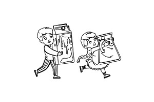 happy milk drink kid vector, a Person Illustration by pikepicture