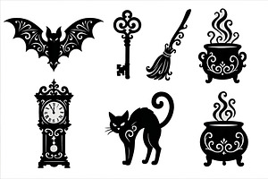 Halloween gothic silhouettes of bat,, an Illustration by Dvoevnore photos