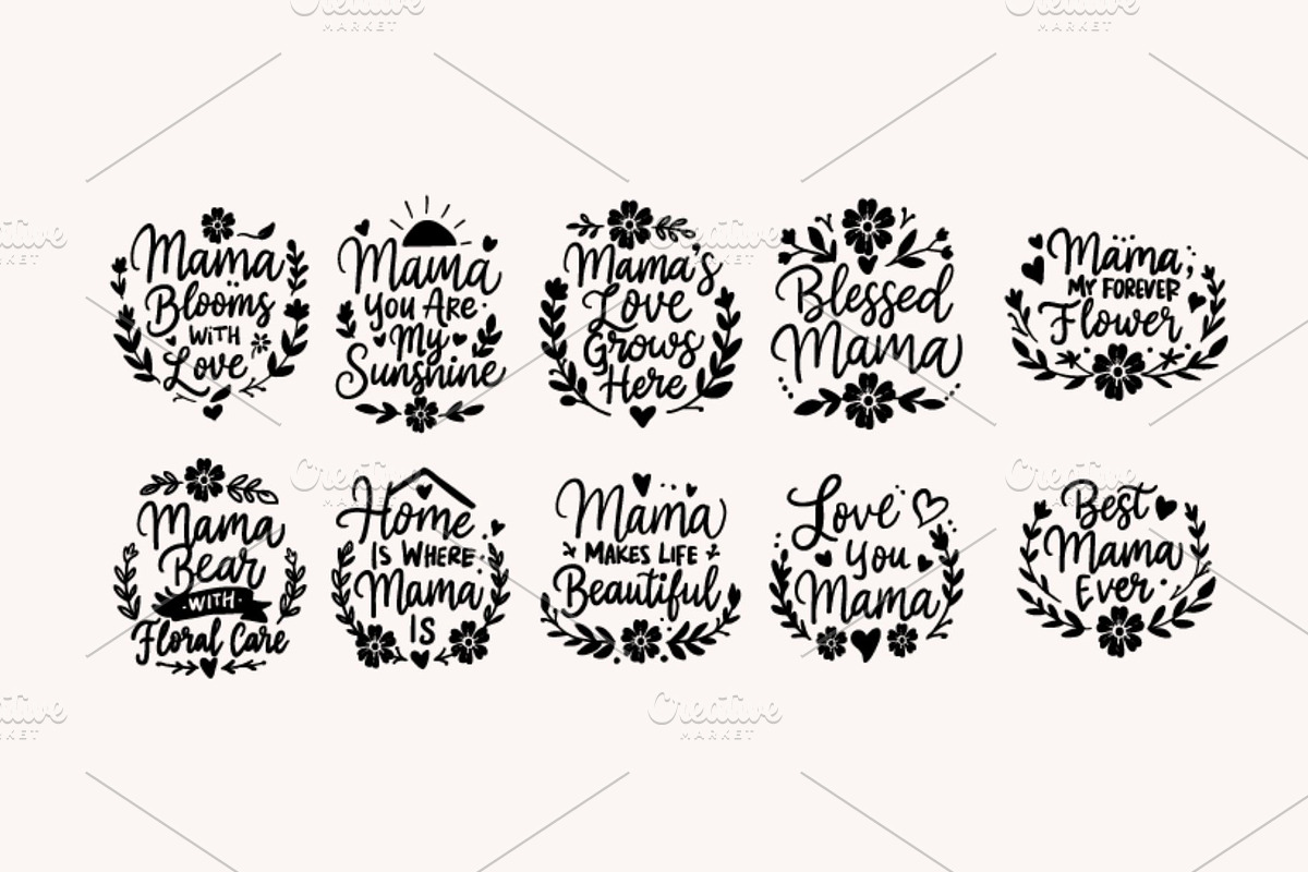 Floral Mama SVG Bundle, an Object Graphic by KAZ by IanMikraz Studio (Photo 5 of 5)
