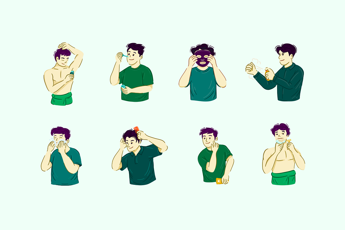Men's Grooming Routine, a Person Illustration by Deemak Daksina