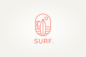 surf club minimalist line art logo, a Branding & Logo Template by Blazybone