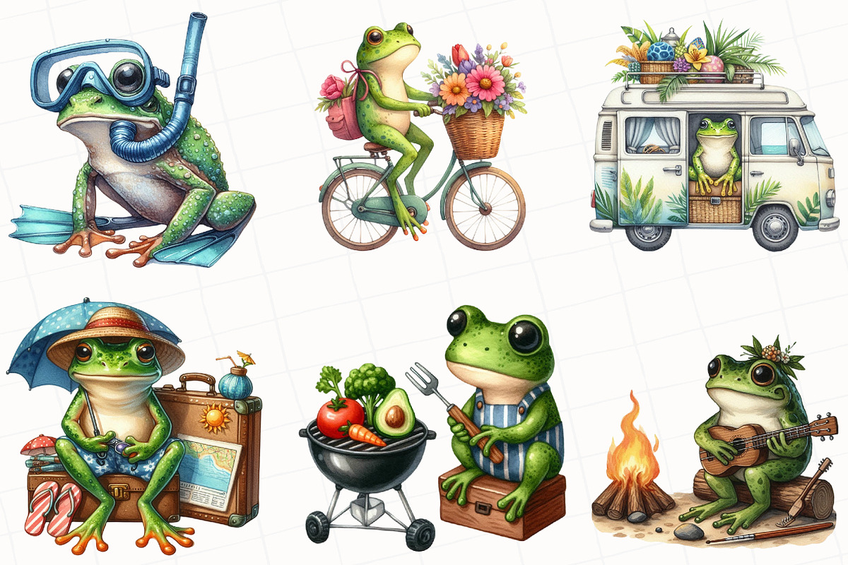 Summer Frog Sublimation Clipart, an Illustration by OK Design (Photo 3 of 5)
