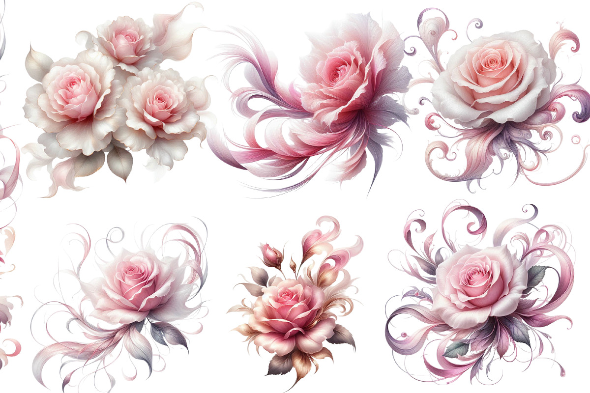 Abstract Pink Roses Clipart, an Illustration by Designworld (Photo 3 of 3)