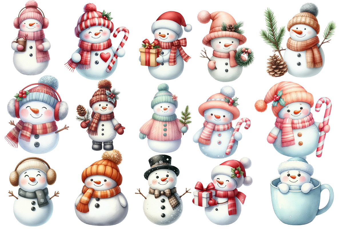 Adorable Snowman Clipart, an Illustration by Designworld (Photo 3 of 5)