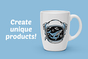 whale in astronaut helmet, an Animal Illustration by gunaonedesign (Thumbnail 2 of 4)