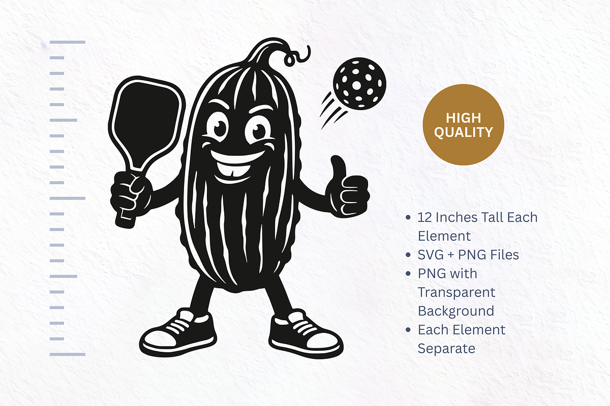 Pickleball SVG. Funny Pickle Mascot, a Sport Illustration by ClipArtRoom (Photo 2 of 6)