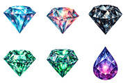 Watercolor Diamond Clipart Bundle, an Illustration by cherrydesign (Thumbnail 4 of 4)