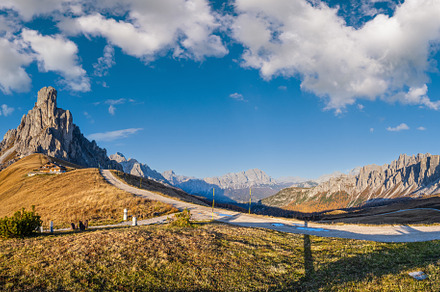 Mountain sunny evening peaceful view from Giau Pass., a Nature Photo by YuriyB